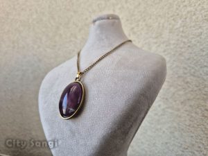 گردنبند عقیق سوسنی، با زنجیر و اتصالات برنجی