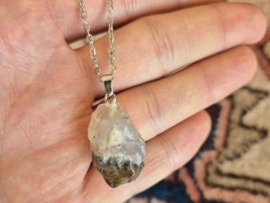 گردنبند اسپرت سنگ عقیق طبیعی | با زنجیر استیل