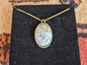 گردن آویز عقیق شجر بیضی شکل 3
