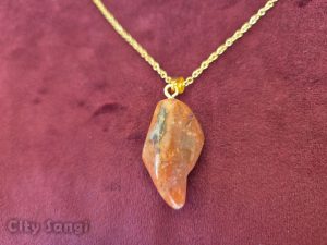 گردن آویز عقیق نارنجی با زنجیر 2