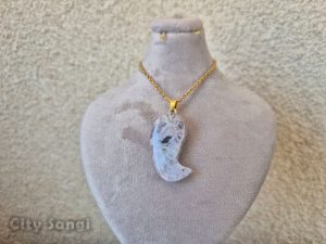 گردنبند بته جقه با سنگ عقیق الواری به همراه زنجیر استیل